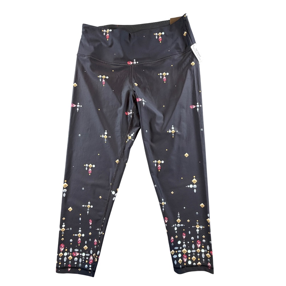 Victoria Sport Womens Black Jewel Print 7/8 Tight Leggings XL Activewear